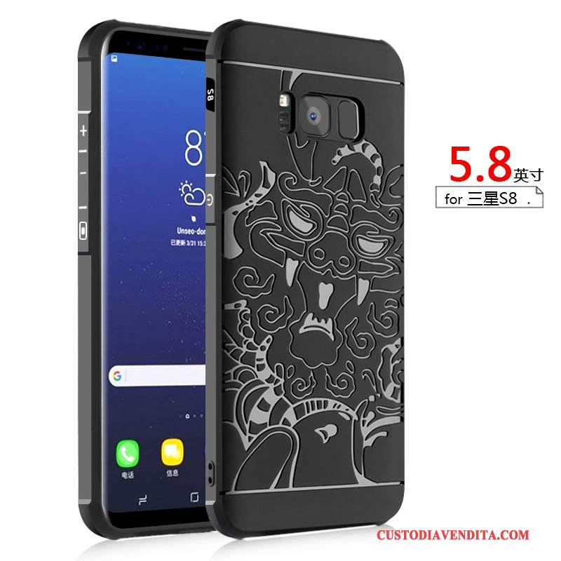 Custodia Samsung Galaxy S8 Silicone Anti-caduta Nero, Cover Samsung Galaxy S8 Tendenza Morbido