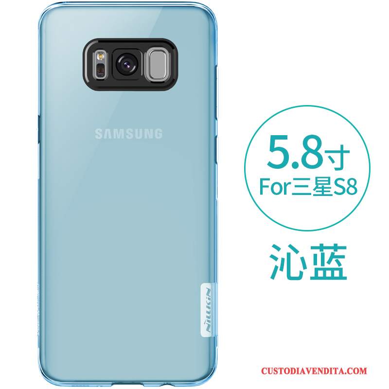 Custodia Samsung Galaxy S8 Silicone Morbido Trasparente, Cover Samsung Galaxy S8 Protezione Blu Oro