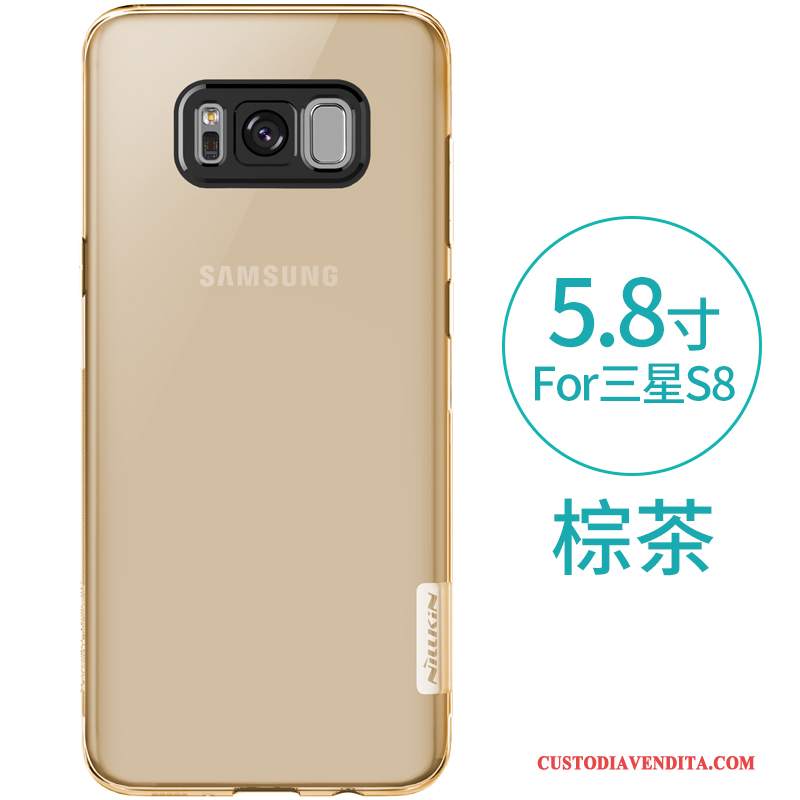 Custodia Samsung Galaxy S8 Silicone Morbido Trasparente, Cover Samsung Galaxy S8 Protezione Blu Oro