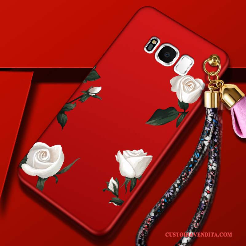 Custodia Samsung Galaxy S8 Silicone Ornamenti Appesi Anti-caduta, Cover Samsung Galaxy S8 Protezione Macchiati Rosso