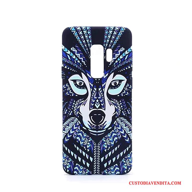 Custodia Samsung Galaxy S9+ Cartone Animato Macchiati Blu, Cover Samsung Galaxy S9+ Protezione Difficile Tendenza