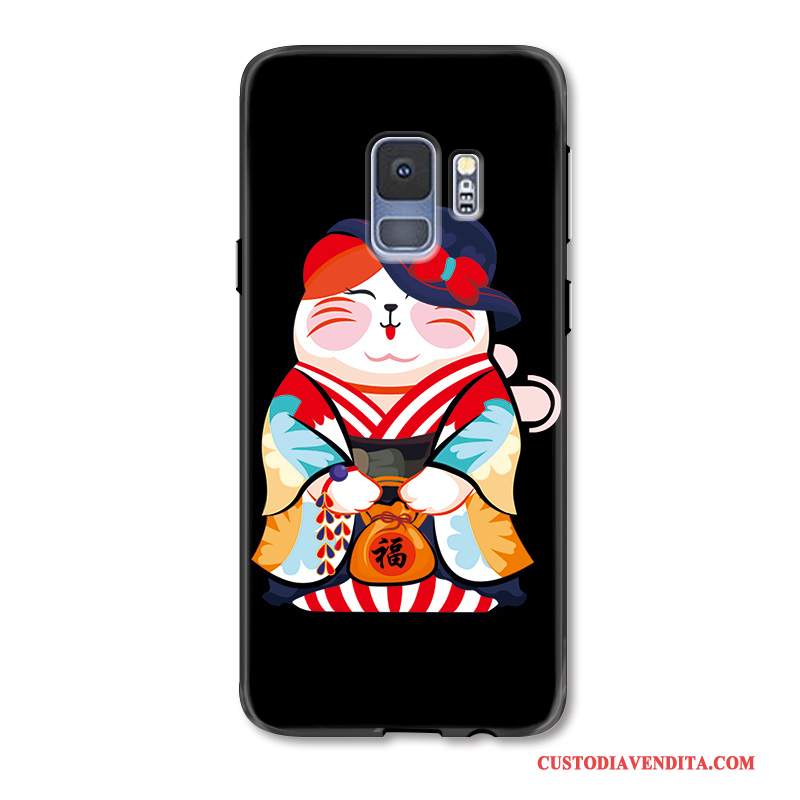 Custodia Samsung Galaxy S9 Cartone Animato Nuovo Gattino, Cover Samsung Galaxy S9 Protezione Nero Ricchezza