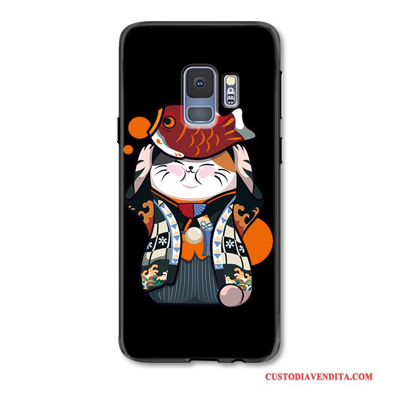 Custodia Samsung Galaxy S9 Cartone Animato Nuovo Gattino, Cover Samsung Galaxy S9 Protezione Nero Ricchezza