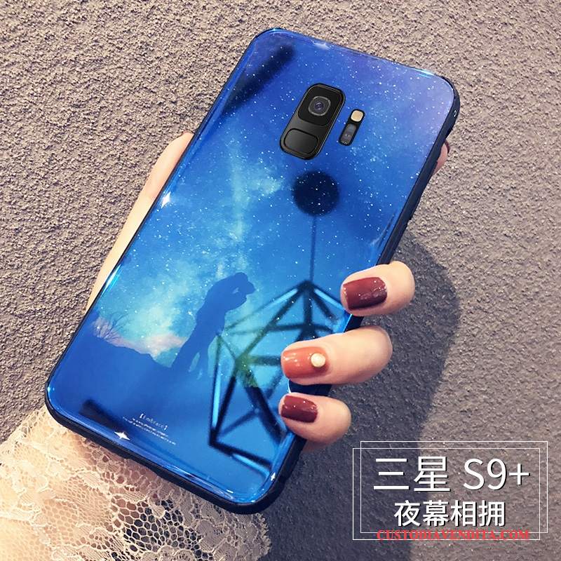 Custodia Samsung Galaxy S9+ Creativo Di Personalitàtelefono, Cover Samsung Galaxy S9+ Silicone Marchio Di Tendenza Blu