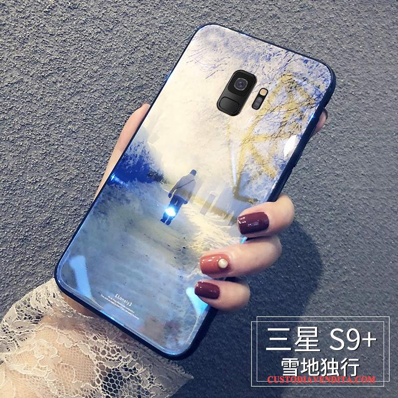 Custodia Samsung Galaxy S9+ Creativo Di Personalitàtelefono, Cover Samsung Galaxy S9+ Silicone Marchio Di Tendenza Blu