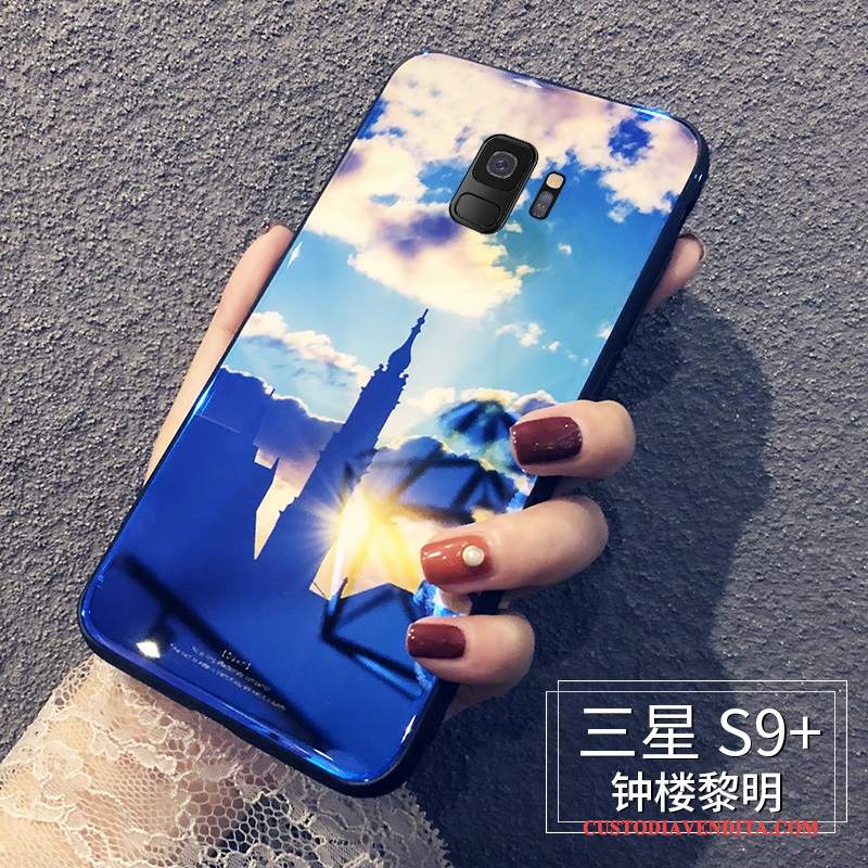 Custodia Samsung Galaxy S9+ Creativo Di Personalitàtelefono, Cover Samsung Galaxy S9+ Silicone Marchio Di Tendenza Blu