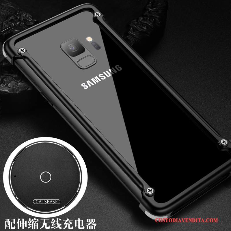 Custodia Samsung Galaxy S9 Creativo Marchio Di Tendenza Nero, Cover Samsung Galaxy S9 Protezione Di Personalità Metallo