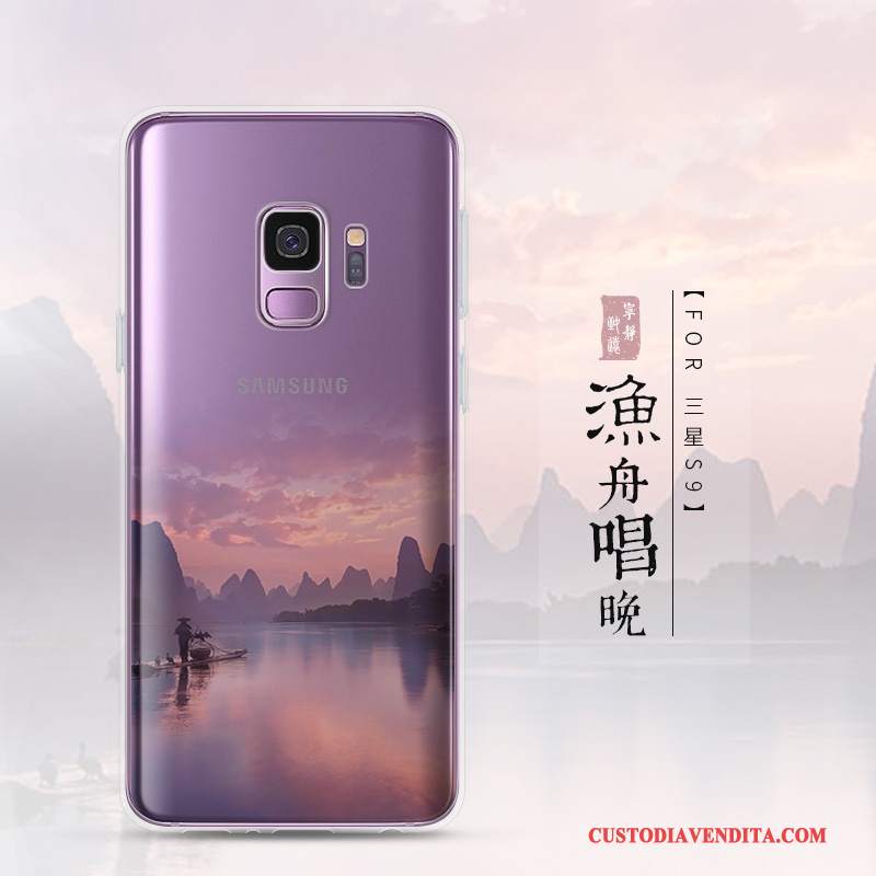 Custodia Samsung Galaxy S9 Creativo Porpora Tendenza, Cover Samsung Galaxy S9 Silicone Scenario Morbido