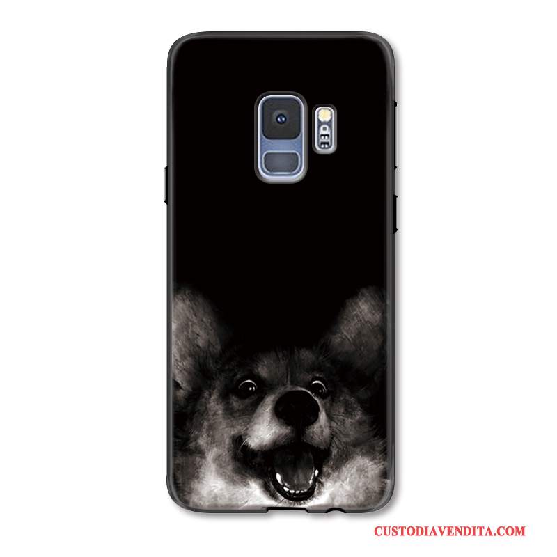 Custodia Samsung Galaxy S9+ Creativo Telefono Divertente, Cover Samsung Galaxy S9+ Goffratura Corti Nero