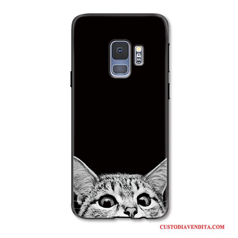 Custodia Samsung Galaxy S9+ Creativo Telefono Divertente, Cover Samsung Galaxy S9+ Goffratura Corti Nero