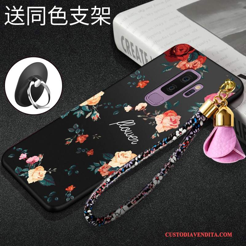 Custodia Samsung Galaxy S9+ Creativo Tendenza Morbido, Cover Samsung Galaxy S9+ Silicone Nero Tutto Incluso