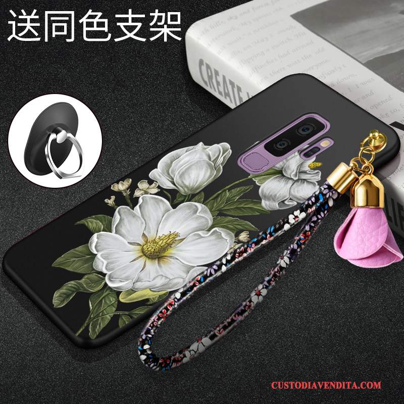 Custodia Samsung Galaxy S9+ Creativo Tendenza Morbido, Cover Samsung Galaxy S9+ Silicone Nero Tutto Incluso