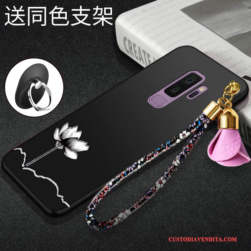 Custodia Samsung Galaxy S9+ Creativo Tendenza Morbido, Cover Samsung Galaxy S9+ Silicone Nero Tutto Incluso