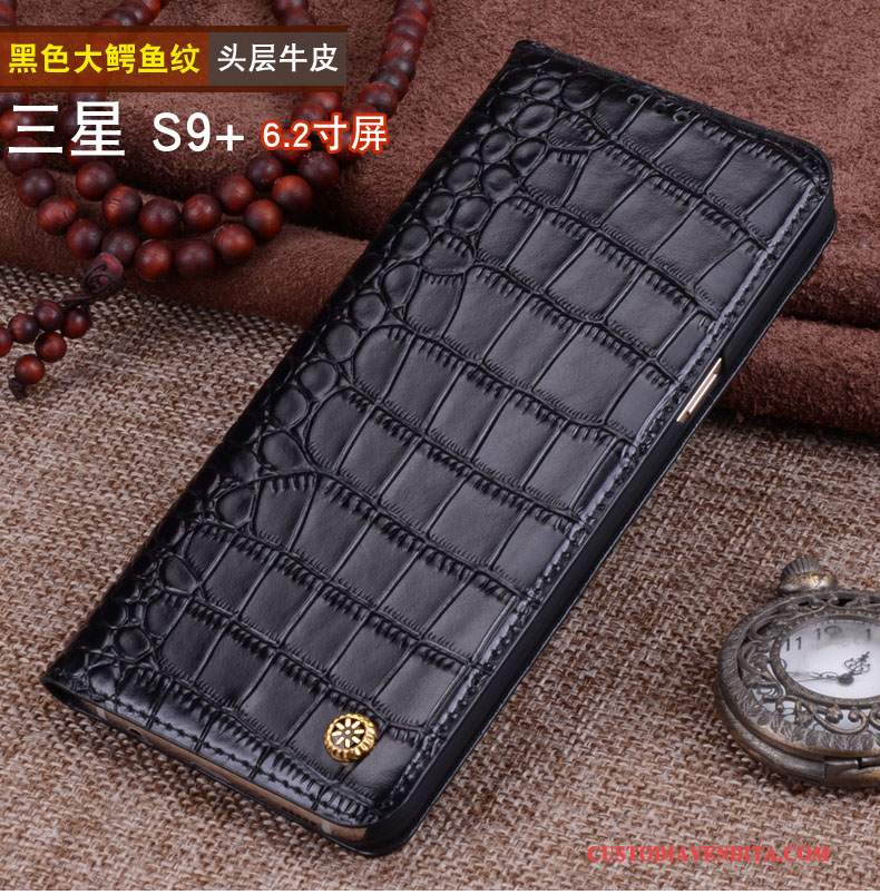 Custodia Samsung Galaxy S9+ Folio Nuovotelefono, Cover Samsung Galaxy S9+ Pelle Nero Affari