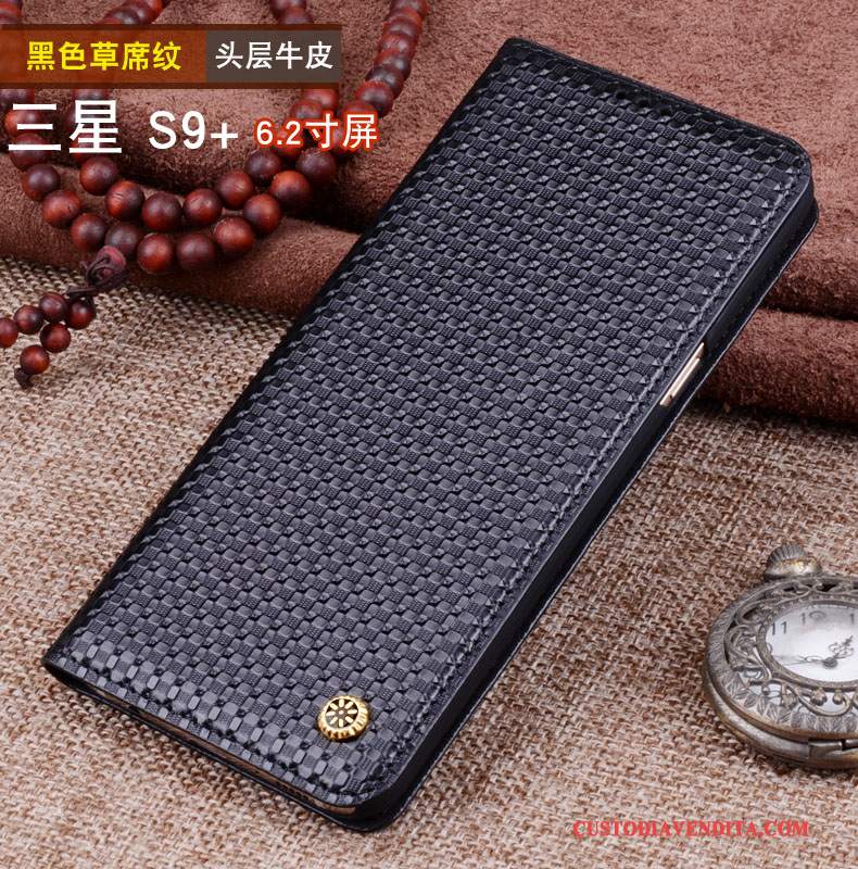 Custodia Samsung Galaxy S9+ Folio Nuovotelefono, Cover Samsung Galaxy S9+ Pelle Nero Affari