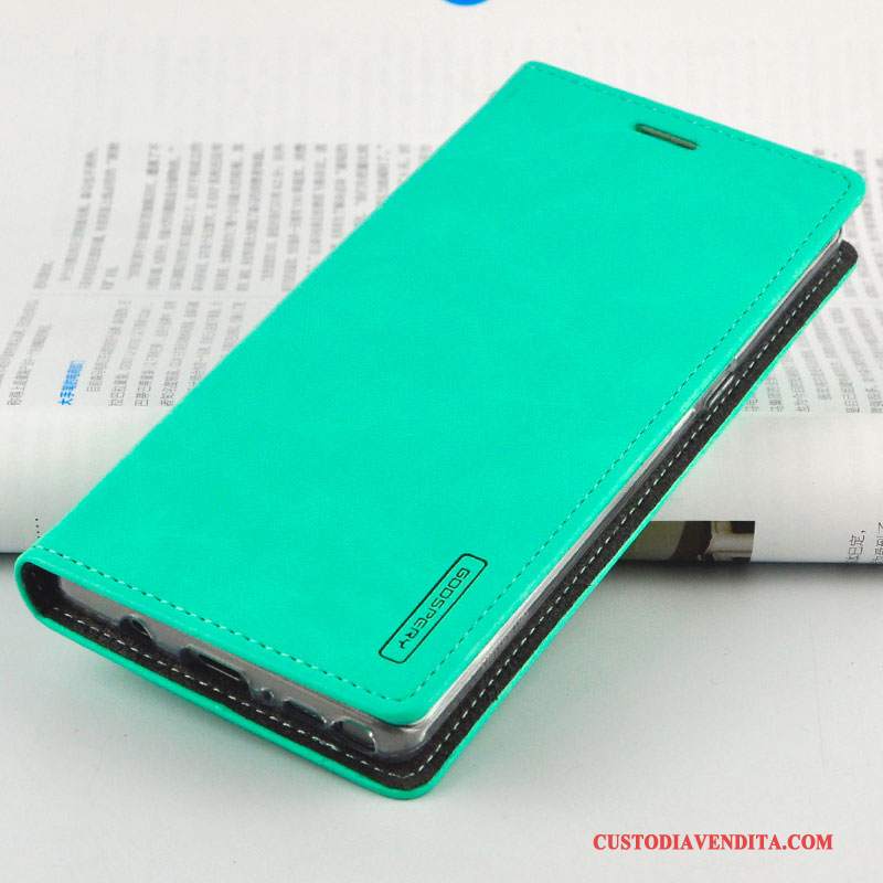 Custodia Samsung Galaxy S9+ Folio Sottile Verde, Cover Samsung Galaxy S9+ Pelle Morbidotelefono