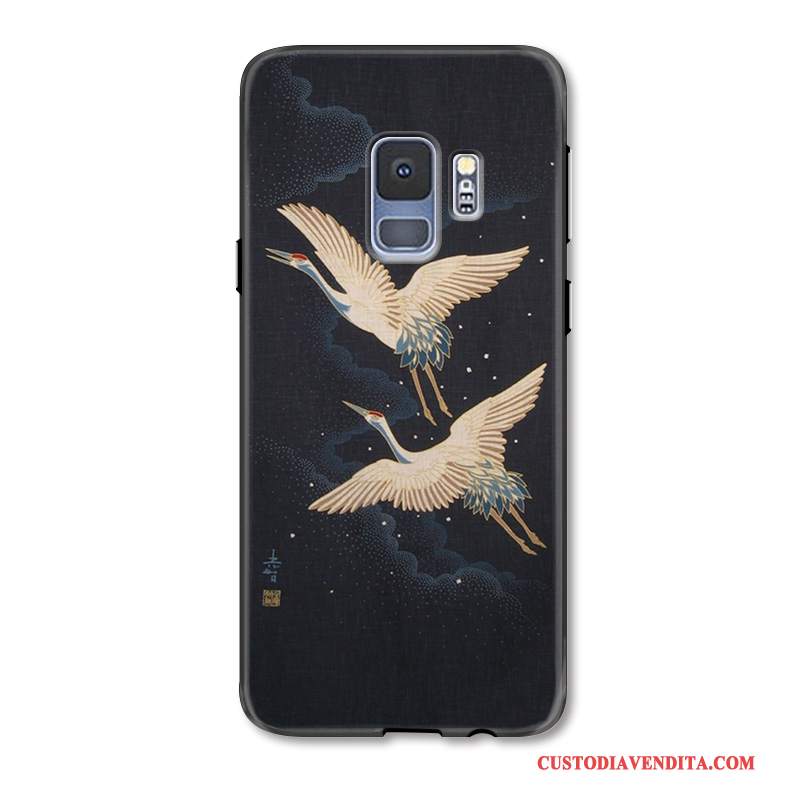 Custodia Samsung Galaxy S9+ Goffratura Bianco Di Personalità, Cover Samsung Galaxy S9+ Protezione Anti-caduta Stile Cinese