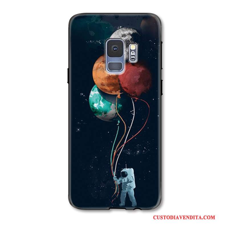 Custodia Samsung Galaxy S9+ Goffratura Mese Nero, Cover Samsung Galaxy S9+ Protezione Telefono Stellato