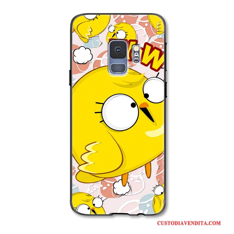 Custodia Samsung Galaxy S9 Goffratura Piccola Giallo, Cover Samsung Galaxy S9 Cartone Animato Ornamenti Appesi Pollo