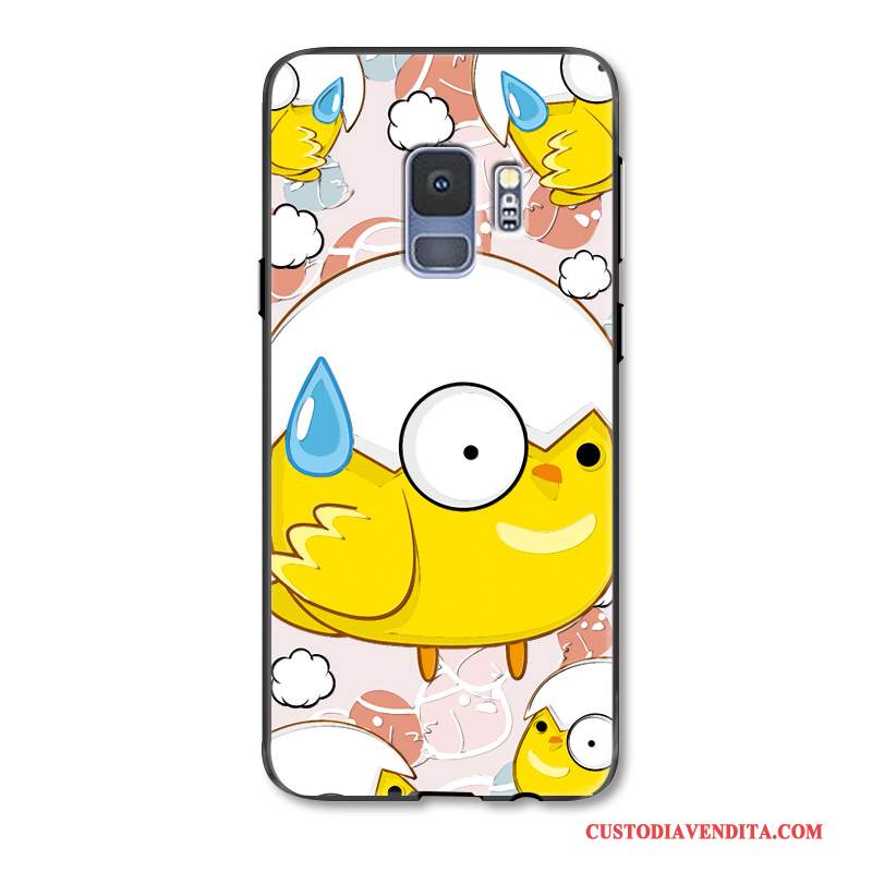 Custodia Samsung Galaxy S9 Goffratura Piccola Giallo, Cover Samsung Galaxy S9 Cartone Animato Ornamenti Appesi Pollo