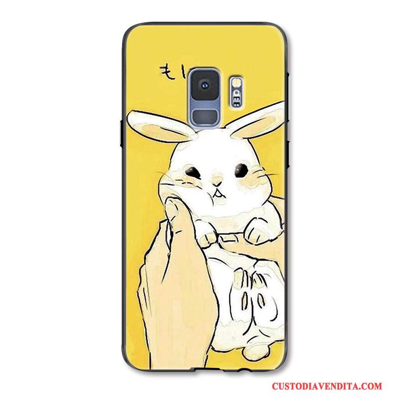 Custodia Samsung Galaxy S9 Goffratura Telefono Coniglio, Cover Samsung Galaxy S9 Moda Bello Giallo