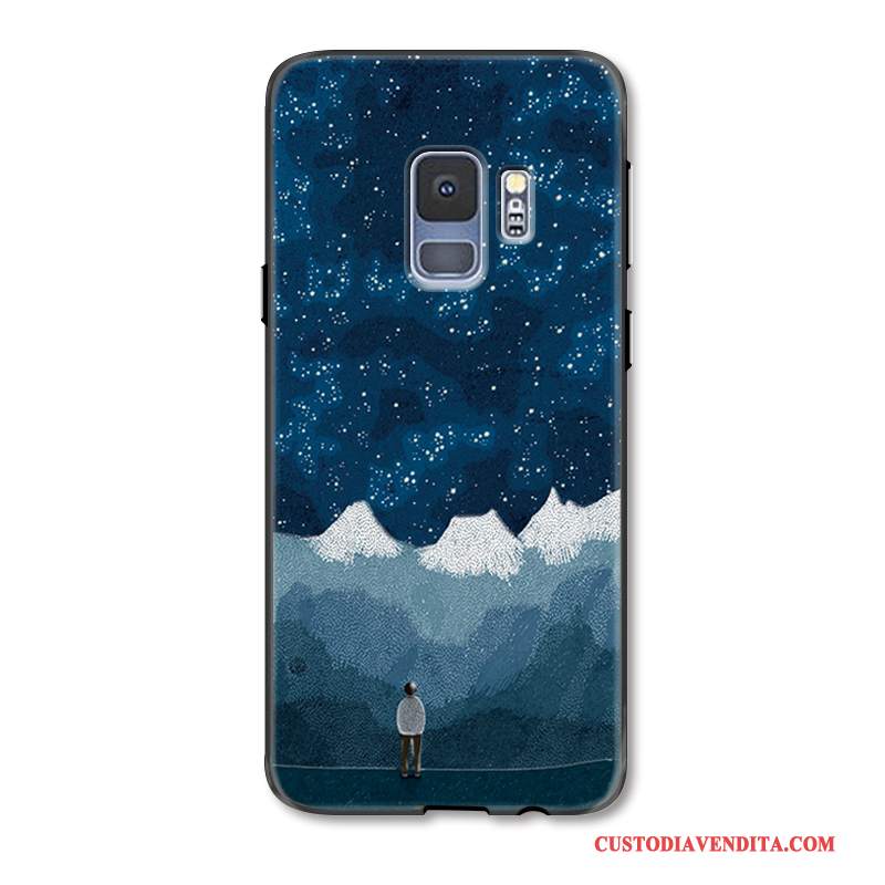 Custodia Samsung Galaxy S9+ Goffratura Telefono Ornamenti Appesi, Cover Samsung Galaxy S9+ Silicone Giallo Anti-caduta