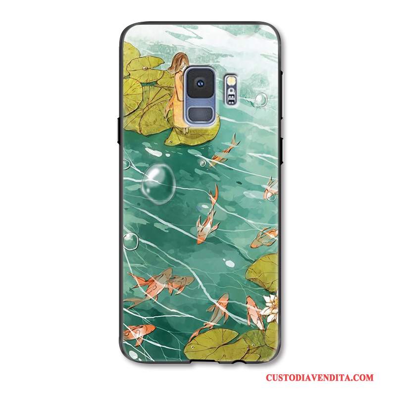 Custodia Samsung Galaxy S9+ Goffratura Tutto Inclusotelefono, Cover Samsung Galaxy S9+ Protezione Carpa Verde