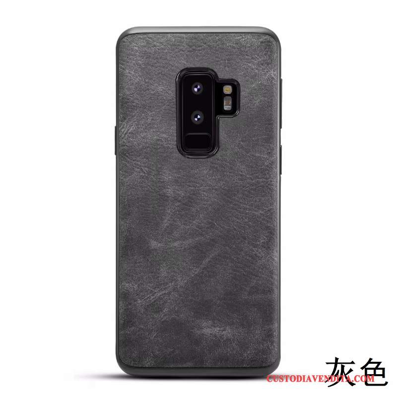 Custodia Samsung Galaxy S9+ Pelle Modello Puro, Cover Samsung Galaxy S9+ Protezione Tutto Incluso Blu