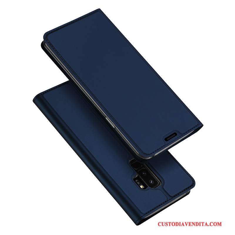 Custodia Samsung Galaxy S9+ Pelle Nuovo Carta, Cover Samsung Galaxy S9+ Folio Supporto Oro