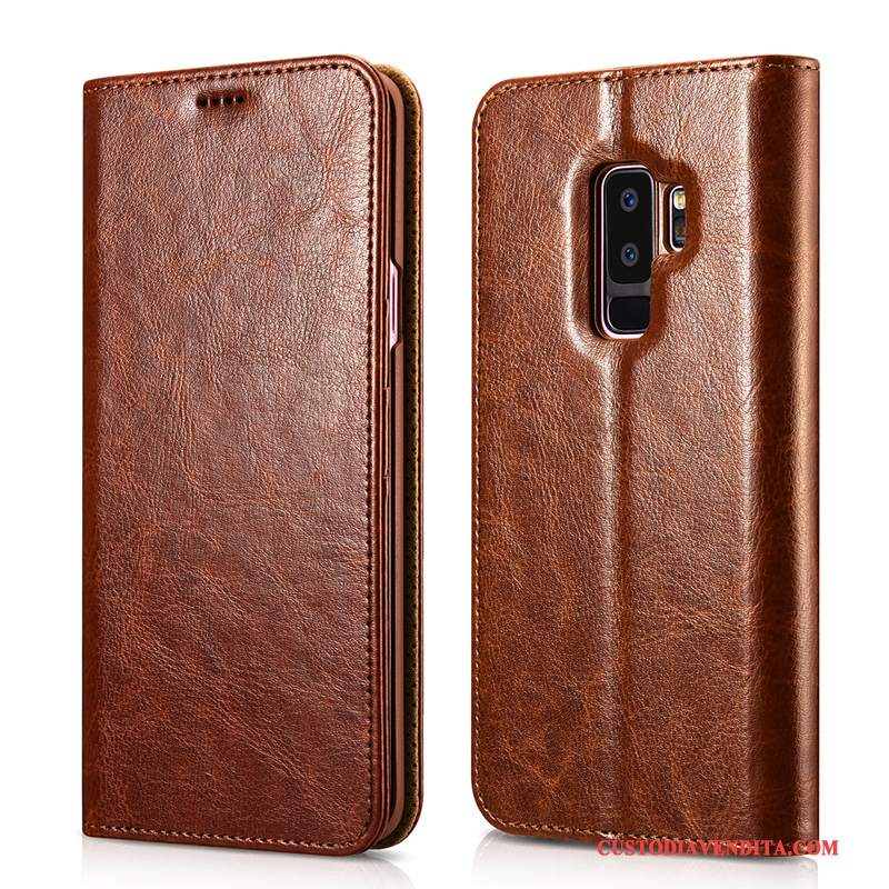 Custodia Samsung Galaxy S9+ Pelle Tendenza Tutto Incluso, Cover Samsung Galaxy S9+ Protezione Nero Carta