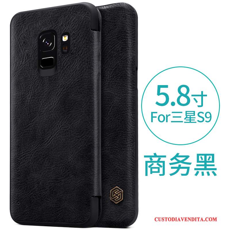 Custodia Samsung Galaxy S9 Protezione Difficile Oro, Cover Samsung Galaxy S9 Folio Telefono Nero