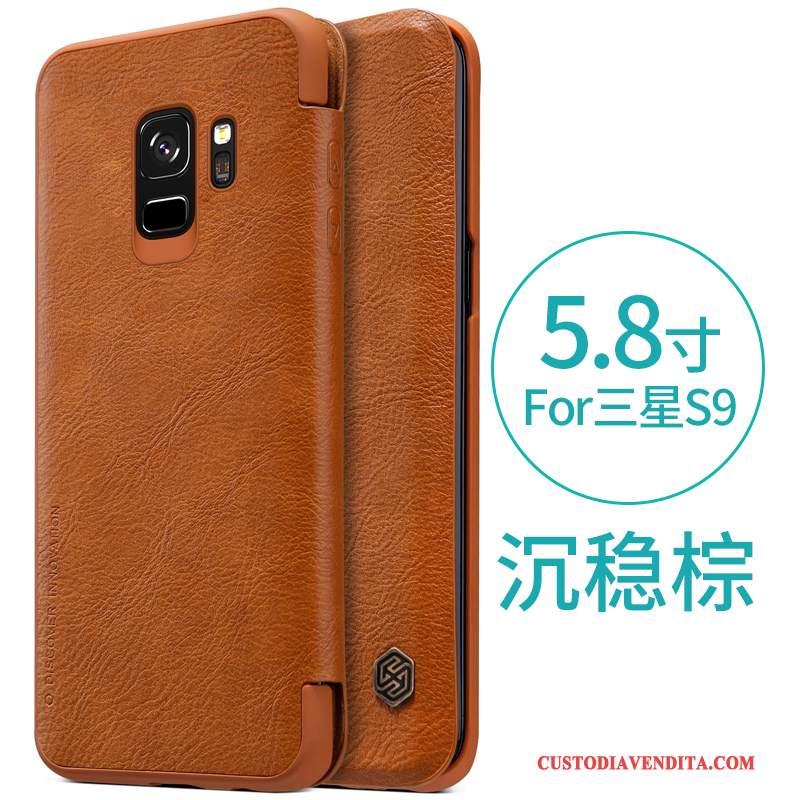 Custodia Samsung Galaxy S9 Protezione Difficile Oro, Cover Samsung Galaxy S9 Folio Telefono Nero