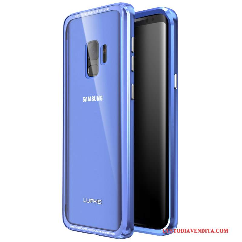 Custodia Samsung Galaxy S9 Protezione Porpora Coperchio Posteriore, Cover Samsung Galaxy S9 Vetro Temperato Tutto Incluso