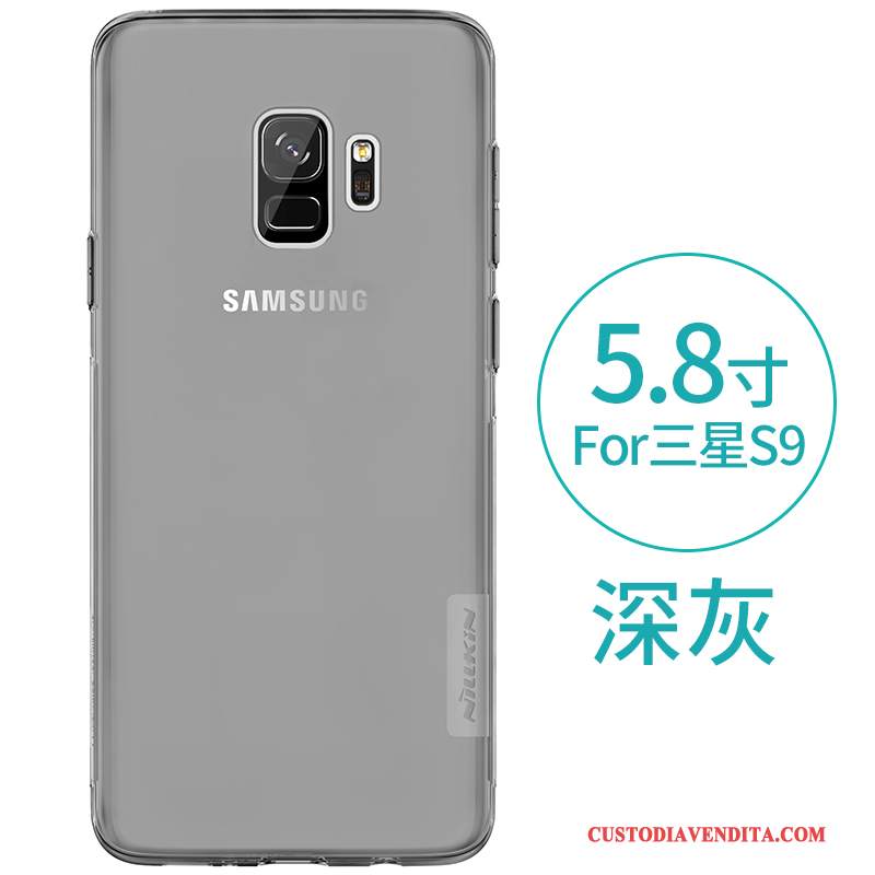 Custodia Samsung Galaxy S9 Silicone Morbidotelefono, Cover Samsung Galaxy S9 Protezione Trasparente Grigio