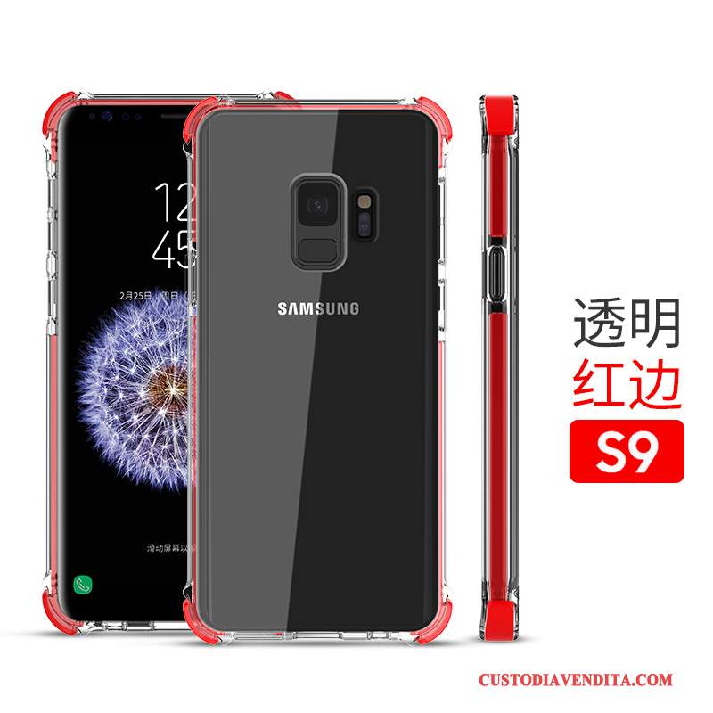 Custodia Samsung Galaxy S9 Silicone Telefono Trasparente, Cover Samsung Galaxy S9 Protezione Rosso Tutto Incluso