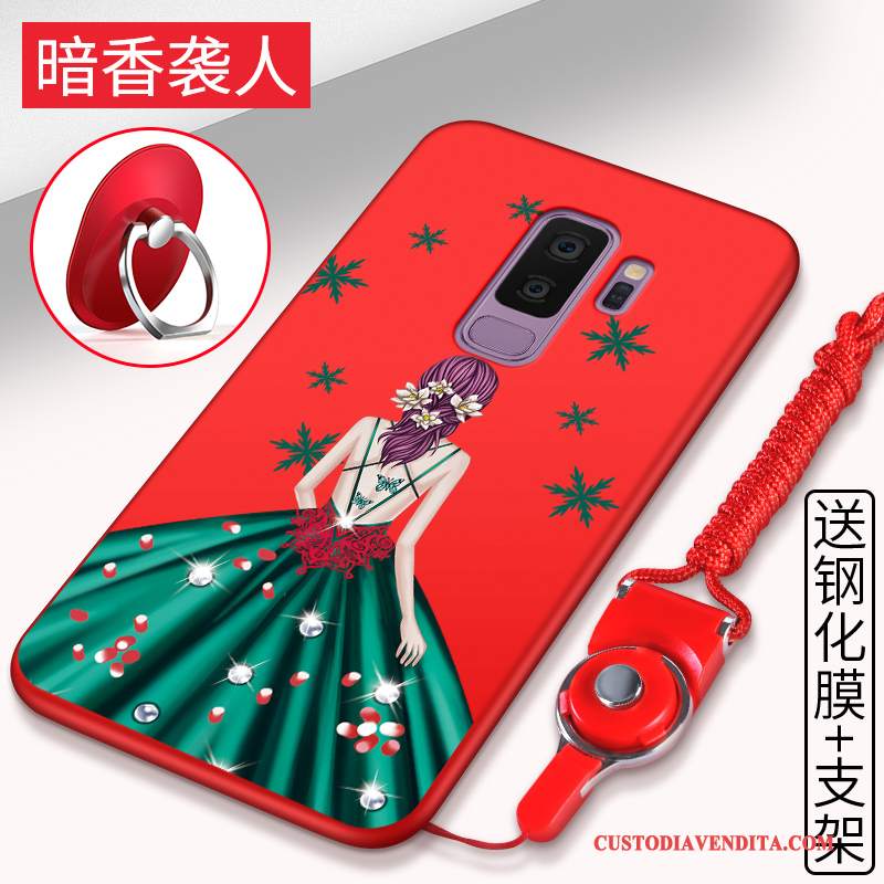 Custodia Samsung Galaxy S9+ Silicone Tendenza Nero, Cover Samsung Galaxy S9+ Protezione Macchiati Rosso