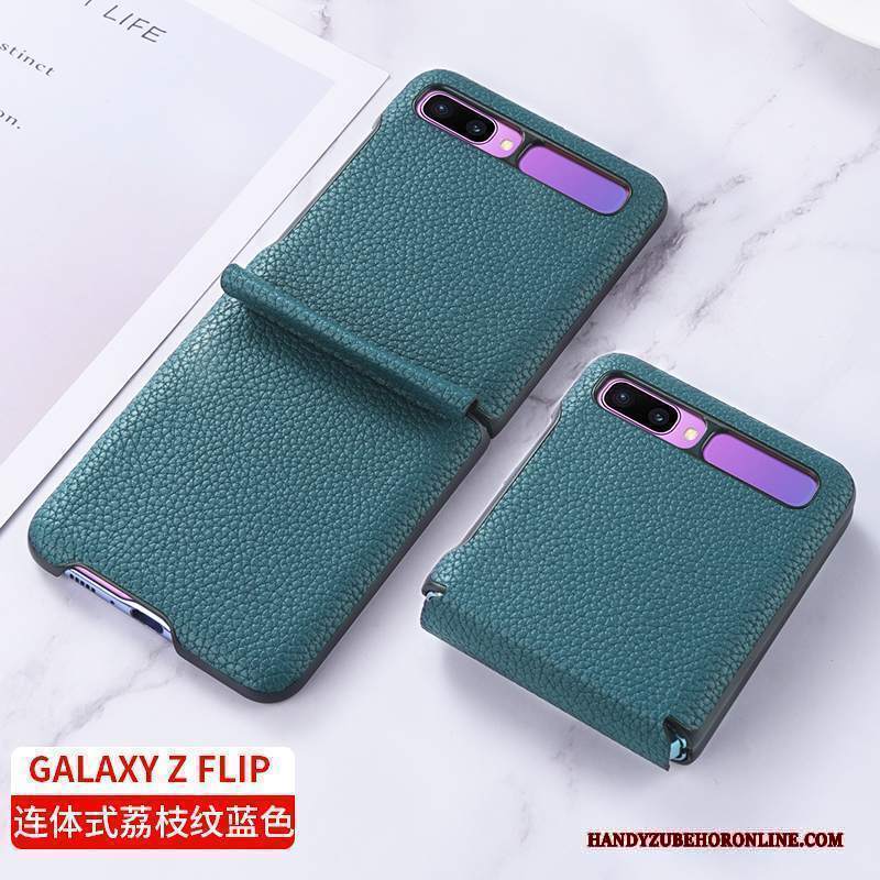 Custodia Samsung Z Flip Pelle Affari High End, Cover Samsung Z Flip Protezione Piegare Anti-caduta