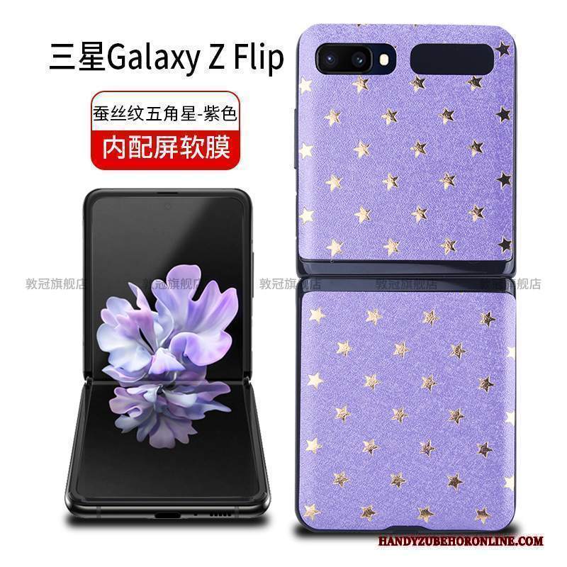 Custodia Samsung Z Flip Pelle Anti-caduta Nero, Cover Samsung Z Flip Protezione Protezione Contro Le Esplosioni Tempra