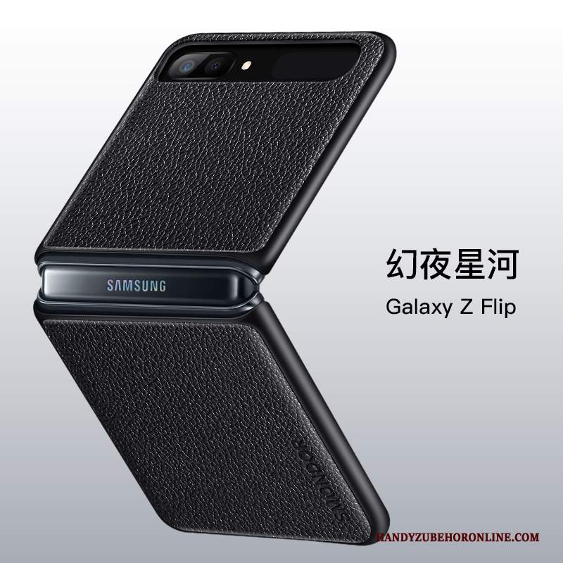 Custodia Samsung Z Flip Pelle Anti-caduta Tutto Incluso, Cover Samsung Z Flip Silicone Nerotelefono