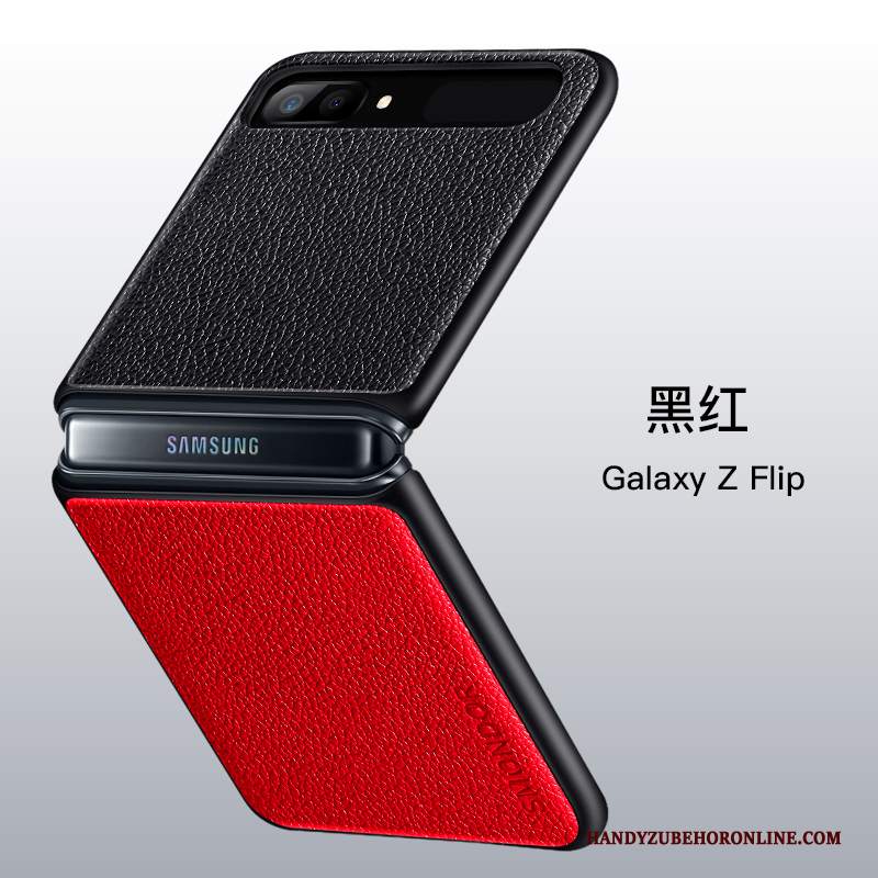 Custodia Samsung Z Flip Pelle Anti-caduta Tutto Incluso, Cover Samsung Z Flip Silicone Nerotelefono