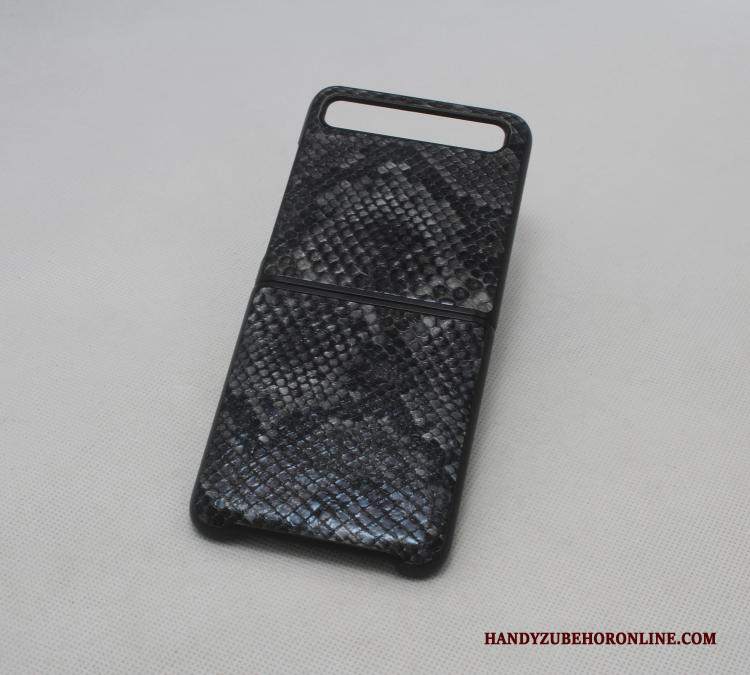 Custodia Samsung Z Flip Pelle Nero Piegare, Cover Samsung Z Flip Protezione Tutto Incluso High End