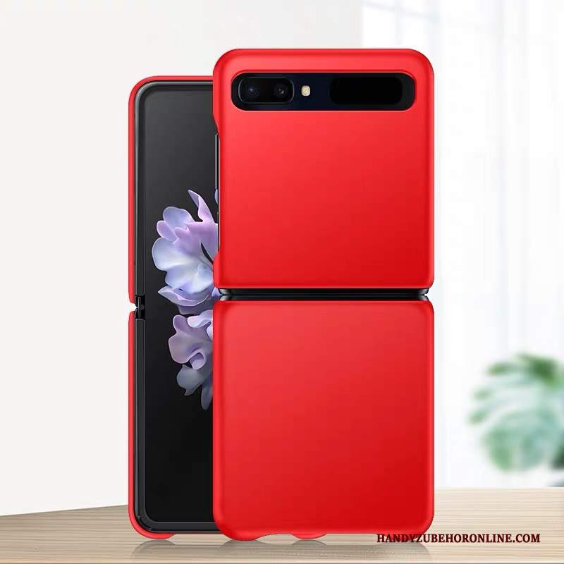 Custodia Samsung Z Flip Pelle Piegare Anti-caduta, Cover Samsung Z Flip Protezione Telefono Rosso