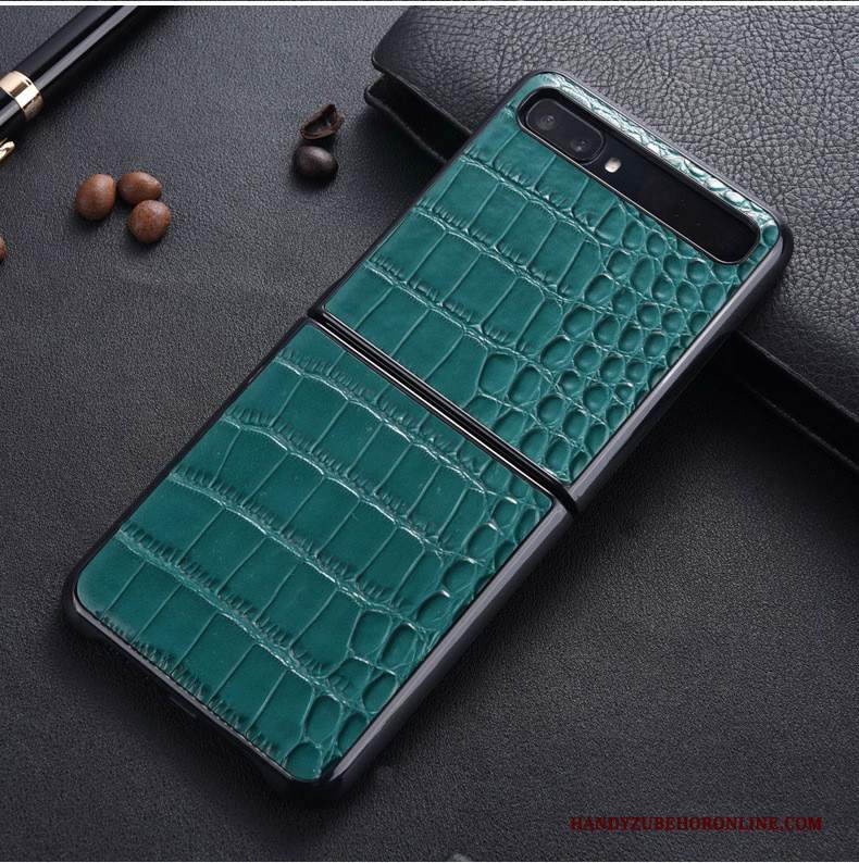 Custodia Samsung Z Flip Pelle Telefono Verde, Cover Samsung Z Flip Protezione Anti-caduta