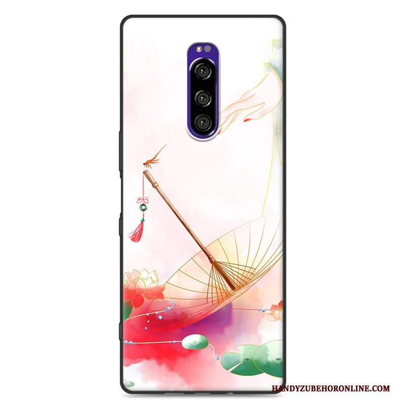 Custodia Sony Xperia 1 Creativo Ventotelefono, Cover Sony Xperia 1 Silicone Rosa Morbido