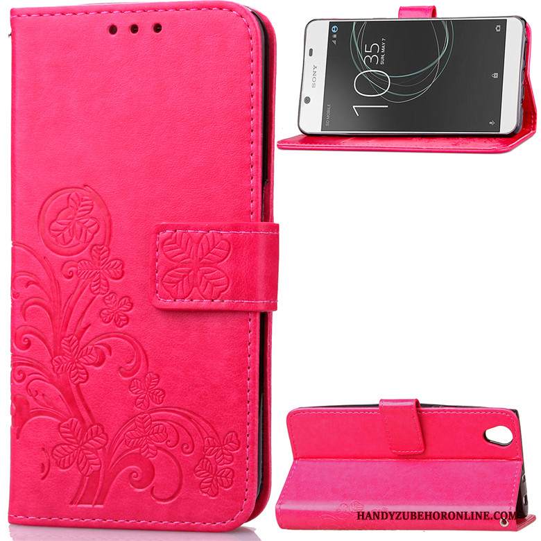 Custodia Sony Xperia 1 Folio Morbido Anti-caduta, Cover Sony Xperia 1 Protezione Telefono Rosso