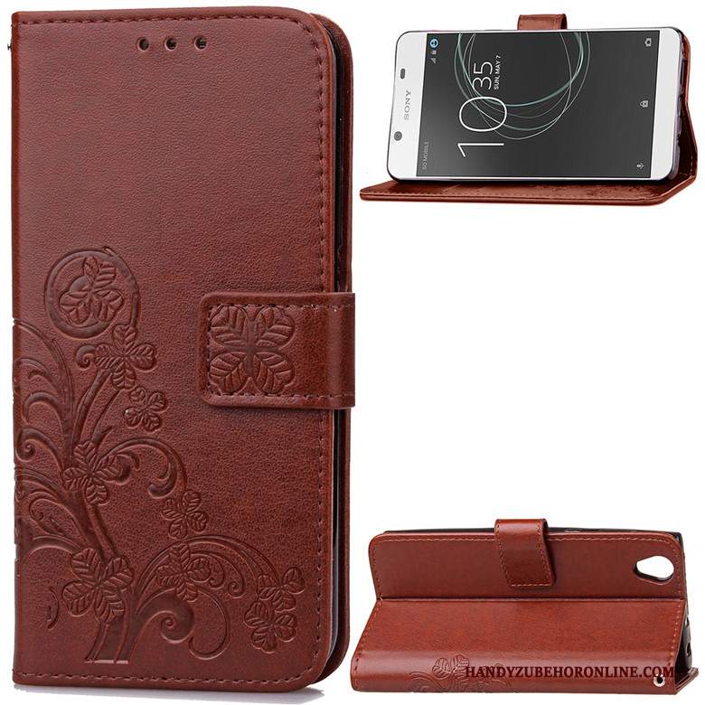 Custodia Sony Xperia 1 Folio Morbido Anti-caduta, Cover Sony Xperia 1 Protezione Telefono Rosso