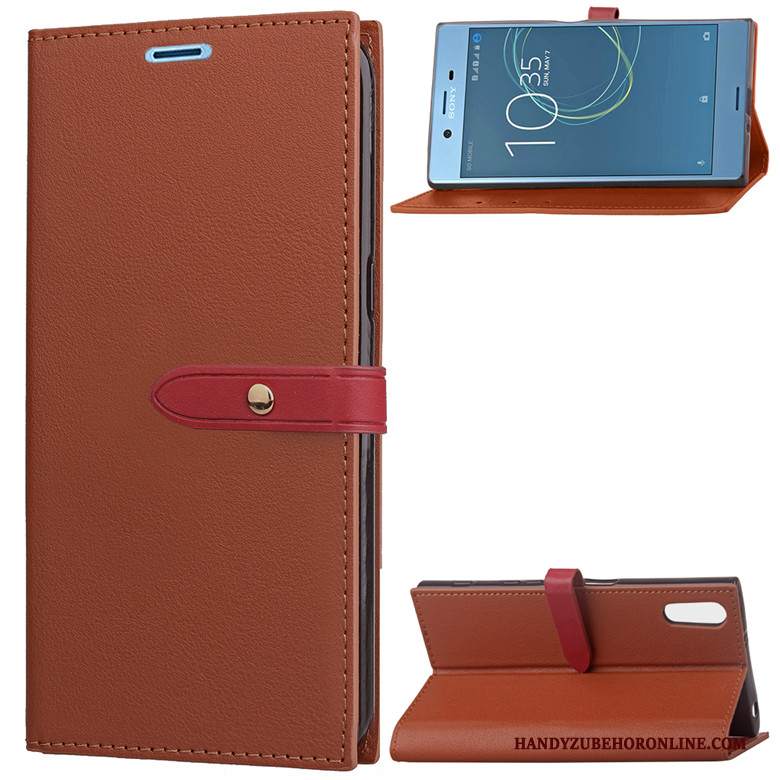 Custodia Sony Xperia 1 Folio Tutto Incluso Colore Profondo, Cover Sony Xperia 1 Pelle Anti-caduta