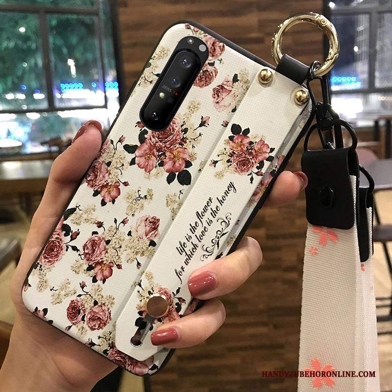 Custodia Sony Xperia 1 Ii Creativo Fresco Ciliegia, Cover Sony Xperia 1 Ii Protezione Fiori Supporto