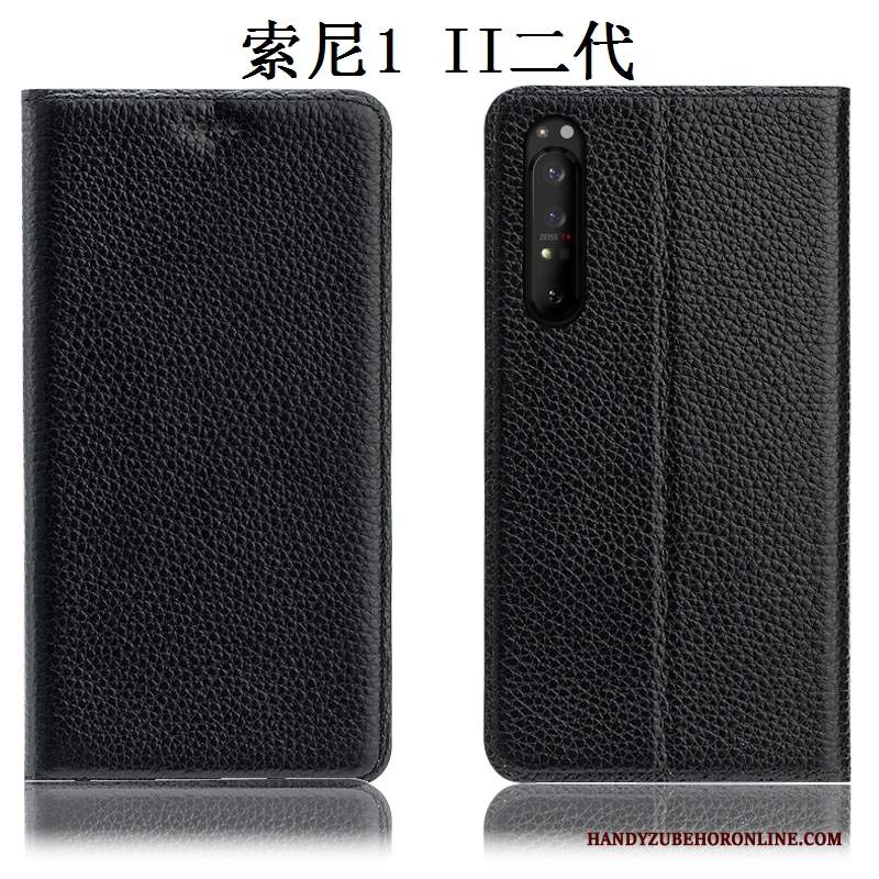 Custodia Sony Xperia 1 Ii Folio Anti-caduta Litchi, Cover Sony Xperia 1 Ii Pelle Rossotelefono