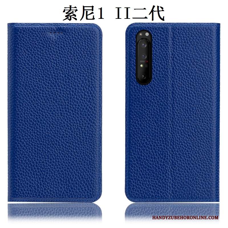 Custodia Sony Xperia 1 Ii Folio Anti-caduta Litchi, Cover Sony Xperia 1 Ii Pelle Rossotelefono